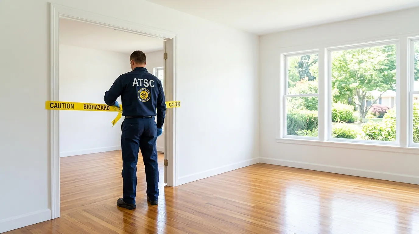 Certified biohazard cleanup crew performing Decomposition Cleanup in Windsor